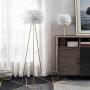 Maxax Tripod Floor Lamp – Feather Floor lamp with White Feather Shade, Modern Standing Light with Gold Finish for Bedrooms/Living Room/Dining Room/Kitchen