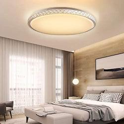 CORSO 20Inch Modern Ceiling Light Fixture Dimmable, Crystal Flush Mount Ceiling Lights for Living Room, Bedroom, Kitchen, Dining Room, 48W 3000K Warm White, 3500Lm, Ultra Slim & Super Bright