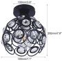 FRIXCHUR Hallway Ceiling Light Mini Crystal Chandelier Semi Flush Mount Ceiling Light Close To Ceiling Lighting Bedroom Kitchen Living Room Modern Pendant Lighting Fixture,E26 Base,Black