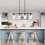 TODOLUZ 4 Light Farmhouse Chandeliers Clear Glass Shade Modern Hanging Pendant Light Fixture for Kitchen Dining Rooms Study Bar