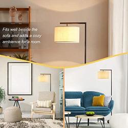 LED Modern Floor Lamp, Anbomo Standing Accent Light,Tall Pole Lamp with Hanging Drum Shade for Living Room, Bedrooms, Office