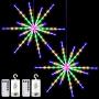 Tiandirenhe 2 Pack 224 LED Hanging Starburst Light, Firework Fairy Starburst String Lights LED Meteor Light with Remote, 8 Lighting Modes Operated, Starry Light for Garden Party Christmas (Multicolor)