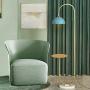 Hsyile KU300240 Modern Standing Light for Bedroom & Living Room Floor Lamp with a Table,LED Floor Lamp for Reading - Brushed Brass Finish and Blue Lamp Shade - Bulb Included Hsyile KU300240 Modern Standing Light for Bedroom & Living Room Floor Lamp with a Table,LED Floor Lamp for Reading - Brushed Brass Finish and Blue Lamp Shade - Bulb Included