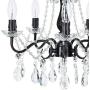 Amalfi Decor 5 Light LED Crystal Beaded Chandelier, Mini Wrought Iron K9 Glass Pendant Light Fixture Contemporary Nursery Kids Room Dimmable Plug in Hanging Ceiling Lamp, Black