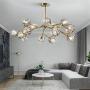 Modern Sputnik Chandeliers Crystal Pendant Light with 18 Lights Contemporary Branch Chandeliers Gold Ceiling Light Fixtures for Living Room Bar Shop