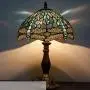 Tiffany Lamp W12H18 Inch Tall Sea Blue Stained Glass Dragonfly Crystal Style Shade Accent Antique Bedside End Table Desk Reading Light S147 WERFACTORY Lamps Living Room Bedroom Study Art Crafts Gifts