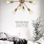 VINLUZ 6-Light Sputnik Chandelier Brass Mid Century Modern Ceiling Light Retro Chandelier Lighting for Kitchen Dining Room Bedroom Hallway Foyer