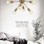 VINLUZ 6-Light Sputnik Chandelier Brass Mid Century Modern Ceiling Light Retro Chandelier Lighting for Kitchen Dining Room Bedroom Hallway Foyer
