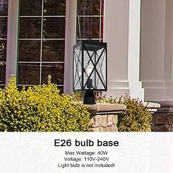 MELUCEE 1-Light Outdoor Post Light Fixture, Black Exterior Post Lantern with Clear Glass for Pathway Driveway Front/Back Door