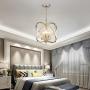 Modern Crystal Chandelier 4 Lights Industrial Pendant Light with Champagne Gold Finishes Hanging Fixture for Dining Room, Living Room