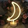 LED Warm White Moon Shape Led Neon Sign Kids Night Light with Base Marquee Signs Light Battery USB Operated Marquee Signs for Home Party Birthday Children Gifts Bedroom Bedside Table Light Lamp