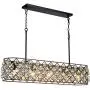 Saint Mossi Antique Bronze Frame with Clear Crystal Glass Chandelier Lighting 43'' inch Length Linear Chandelier for Kitchen Island, Dining Room Raindrop Crystal Chandeleir, Mossinal Collection