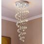 Modern K9 Crystal Spiral Raindrop Chandelier - Flush Mount LED Ceiling Light Fixture Pendant Lamp for Dining Room Bathroom Bedroom Livingroom