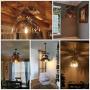 JEUNEU Vintage Adjustable Tropical Light Coconut Leaves Chandelier Unique Rustic Tree Lamps Living Room Dining Rooms Bedrooms Kitchen Hanging Art Decor Lighting Fixtures