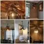 JEUNEU Vintage Adjustable Tropical Light Coconut Leaves Chandelier Unique Rustic Tree Lamps Living Room Dining Rooms Bedrooms Kitchen Hanging Art Decor Lighting Fixtures