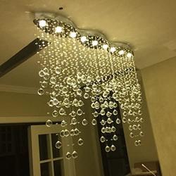 APBEAM Modern Crystal Raindrop Chandelier, Flush Mount Chandelier Crystal Ceiling Light for Dining Room Living Room W8''H40''