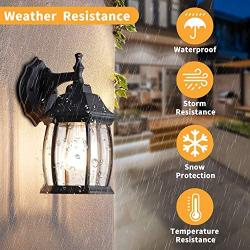 Dusk to Dawn Sensor Outdoor Wall Lanterns, Waterproof Porch Light Fixtures Wall Mount, Outside Wall Sconce Exterior Wall Lamp with Textured Glass for Garage, House, Front Door (E26 Bulb Included)