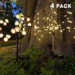 Upgraded Outdoor Solar Lights, Decorative Solar Garden Lights Solar Fairy Flower Lights Waterproof for Patio Yard Pathway Garden Christmas Decor (4 Pack,Warm White)