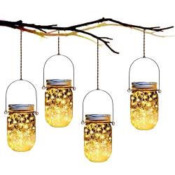 Solar Mason Jar Lights,8 Pack 30 Led Hanging String Fairy Jar Solar Lantern Lights for Outdoor Patio Garden Yard and Lawn Decoration（Hangers and Jars Included）