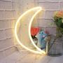 Warm White Moon Neon Sign for Home Decoration Night neon Light for Wall Decoration Battery/USB Plug LED Neon Light for Living Room Christmas Party