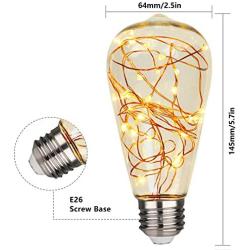 LED Decorative Bulbs,LED ST64 Fairy Light Bulb for Ambient Night Lighting, E26 Standard Base Edison with Starry Decorative String Lights for Bathroom, Bedroom, Living Room(Fairy Bulb ST64-4 Pack)