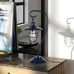 Henn&Hart Nautical Bedside Table Lamp for Kitchen, Dining Room, Living Room, Foyer, Blue