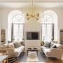 KSANA Gold Chandelier with Pull Chain On/Off Switch, 2 in 1 Sputnik Chandeliers and Semi Flush Mount Ceiling Light for Dining Room, D19.7''x H11.5''
