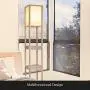 Brightech Maxwell Drawer Edition - Shelf & LED Floor Lamp Combination - Narrow Nightstand with Light Attached - Tower End or Side Table for Office & Bedroom - Rustic Wood