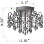 Q&S Small Crystal Chandelier Flush Mount Ceiling Light 3 Lights Modern Chrome Iron Raindrop Crystal Ceiling Fixture for Bedroom Hallway Closet Entryway Stairs