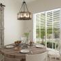 Chandeliers for Dining Rooms,5-Lights 19 Farmhouse Chandelier,Hemp Rope Wood Chandelier with Clear Glass Shade