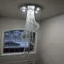 Munsinn Crystal Chandelier Modern K9 Crystal Spiral Raindrop Chandelier 7-Lights Flush Mount LED Ceiling Light Fixture Pendant Lamp for Dining Room Bathroom Bedroom Livingroom