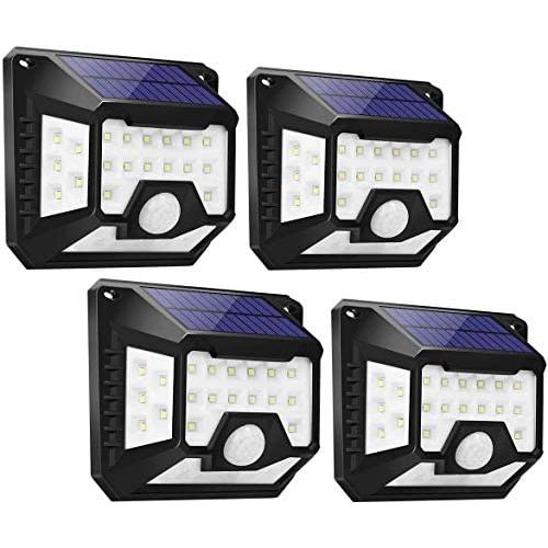 LE Solar Lights, Motion Sensor Outdoor Light, 270° Wide Angle, Four-Sided Lighting, Waterproof, Easy to Install, Wireless Security Lights for Front Door, Garage, Yard and More (Pack of 4)