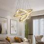 Crystal Pendant Lighting Warm White Modern LED Ceiling Lights Fixtures Adjustable Stainless Steel Long Crystal Chandelier Light with 3 Rings Ceiling Lamp for Bedroom Living Room Dining Room