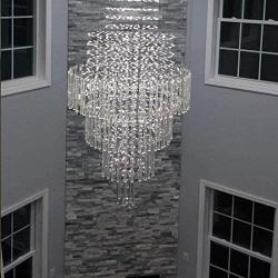 High Ceiling Chandelier Crystals Modern Raindrop Chandeliers Luxury Large Staircase Lighting Foyer Flush Mount Ceiling Light Fixture for Living Room Hotel Hallway