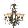 Iron Leaf Roman Bronze Chandelier 29'' Wide Crystal Cream Glass Shade 6-Light Fixture for Dining Room House Foyer Kitchen Island Entryway Bedroom Living Room - Regency Hill