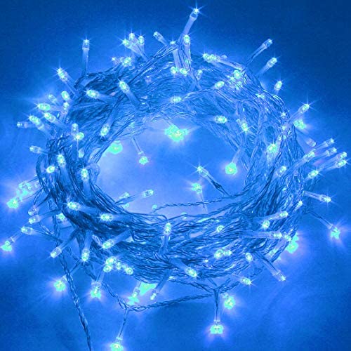 Twinkle Star 66FT 200 LED Indoor Fairy String Lights, Plug in String Light 8 Modes Waterproof for Outdoor Christmas Wedding Party Bedroom Decorations (Blue)