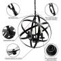 E12 Farmhouse Chandelier 4 Lights Black Hanging Light Fixture Metal Globe Shade Industrial Pendant Light for Foyer Dining Room Living Room Kitchen Island