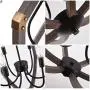 Sunlighting Farmhouse Chandelier, Vintage Pendant Hanging Light for Bedroom, Kitchen, Foyer, Dining & Living Room and Entryway, Black Painted Finish & Faux-Wood
