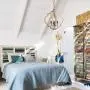 VILUXY Farmhouse Wood Chandelier Geometric Lantern Pendant Light 4-Light for Indoor Kitchen Island Dining Living Room Foyer