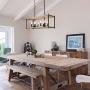 Farmhouse Chandelier for Dining Rooms, Faux-Wood Kitchen Island Lighting, Rectangular Hanging Light Fixture for Kitchen, Living Rooms and Hallway