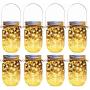 Solar Mason Jar Lights,8 Pack 30 Led Hanging String Fairy Jar Solar Lantern Lights for Outdoor Patio Garden Yard and Lawn Decoration（Hangers and Jars Included）