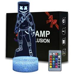 Game Series Battle Royale 3D Illusion Night Light ABS Base Acrylic Board with Romete Control Home&Room Decor Table Lamp (MY1146-Marshmello)