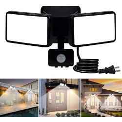 DLLT 20W Motion Sensor Led Flood Light, Outdoor Sensitive Exterior spot Lights for Home Security, Plug Detector Wall Fixture lamp for Garage,Outside,Porch,Yard,Garden, Pathway, IP65 Waterproof Black