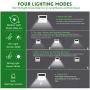 Stylish Solar Lights Outdoor, Super Bright 4 Optional Mode Motion Sensor Light, Long-Lasting Power and Waterproof Safety Light, Used for Porch, Courtyard, Garage, Deck, Fence (2 Pack White)