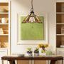 LITFAD Art Deco Pendant Lamp Craftsman Tiffany Geometric Hanging Lamp Stained Glass Pendant Lighting Fixture in Multi Color Ceiling Hanging Light for Dining Room Restaurant Coffee Shop Bar- 8''