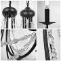 MIPAWS 6-Light Black Farmhouse Crystal Chandelier 23.6 Inch, Modern Industrial Style Ceiling Lighting Fixture, Pendant Light for Dining Room Foyer, Living Room, Kitchen Island, Bedroom