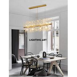 CROSSIO Modern Firework Crystal Chandelier, Dandelion LED Ceiling Light, Gold Stainless Steel 12 Lights Pendant Lighting Fixtures Chandeliers for Kitchen Dining Room Bedroom (36'' Dandelion Chandelier)