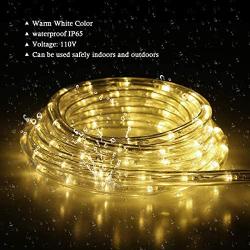 Buyagn 60Ft LED Rope Light, Cuttable & Connectable LED Strip Lights Outdoor Waterproof Decorative Lighting for Indoor/Outdoor,Eaves,Backyards Garden,Party and Christmas Decorations(Warm White)