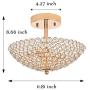 POPILION Elegant 2 Light Bowl Shaped French Gold Metal Crystal Chandelier,Flush Mount Ceiling Light Fixture