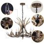 Antler Chandelier Lighting, 6 Lights Resin Deer Antler Chandelier Vintage Style for Living Room Dining Room Bedroom Bar Cafe American Retro Deer Horn Ceiling Lights